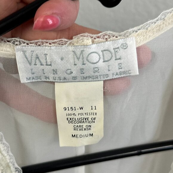 Vtg 80s Val Mode White Sheer Beaded Sequin Robe Bridal Size Medium Polyester - Picture 6 of 6